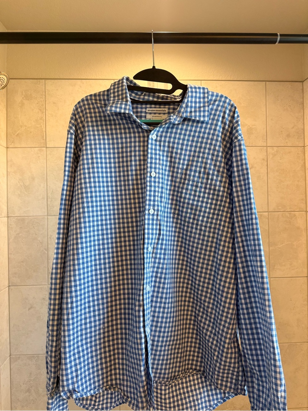 Amazon Essentials Blue and White Gingham Button-Down Shirt